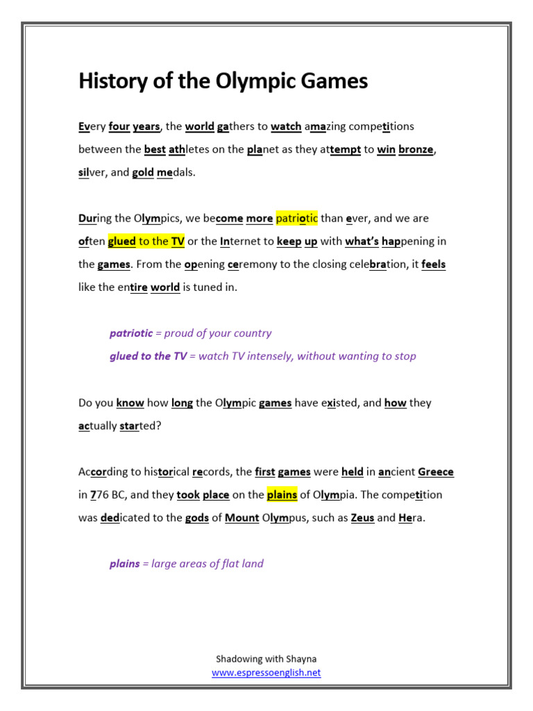 History of the Olympic Games Explained | PDF | Olympic Games | Track ...