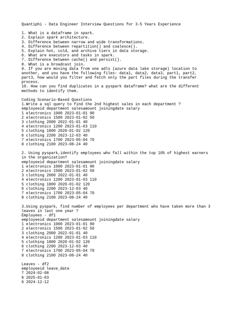 Quantiphi Data Engineer Interview Guide | PDF
