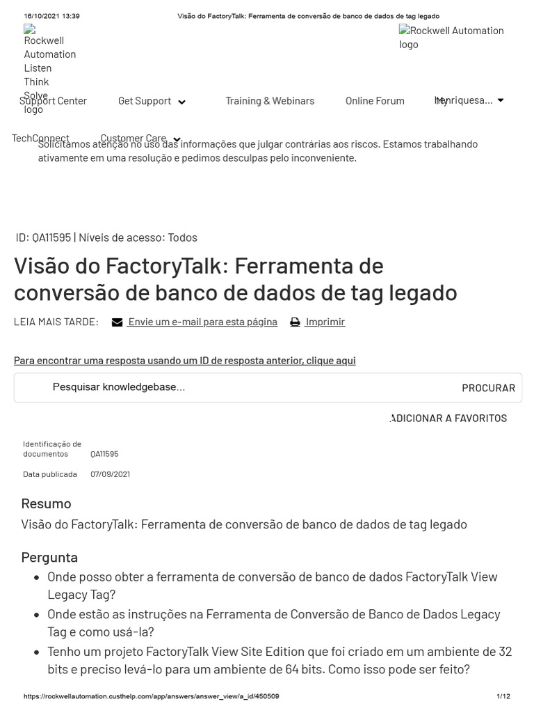 FactoryTalk View Legacy Tag Database Conversion Tool | PDF | Microsoft ...