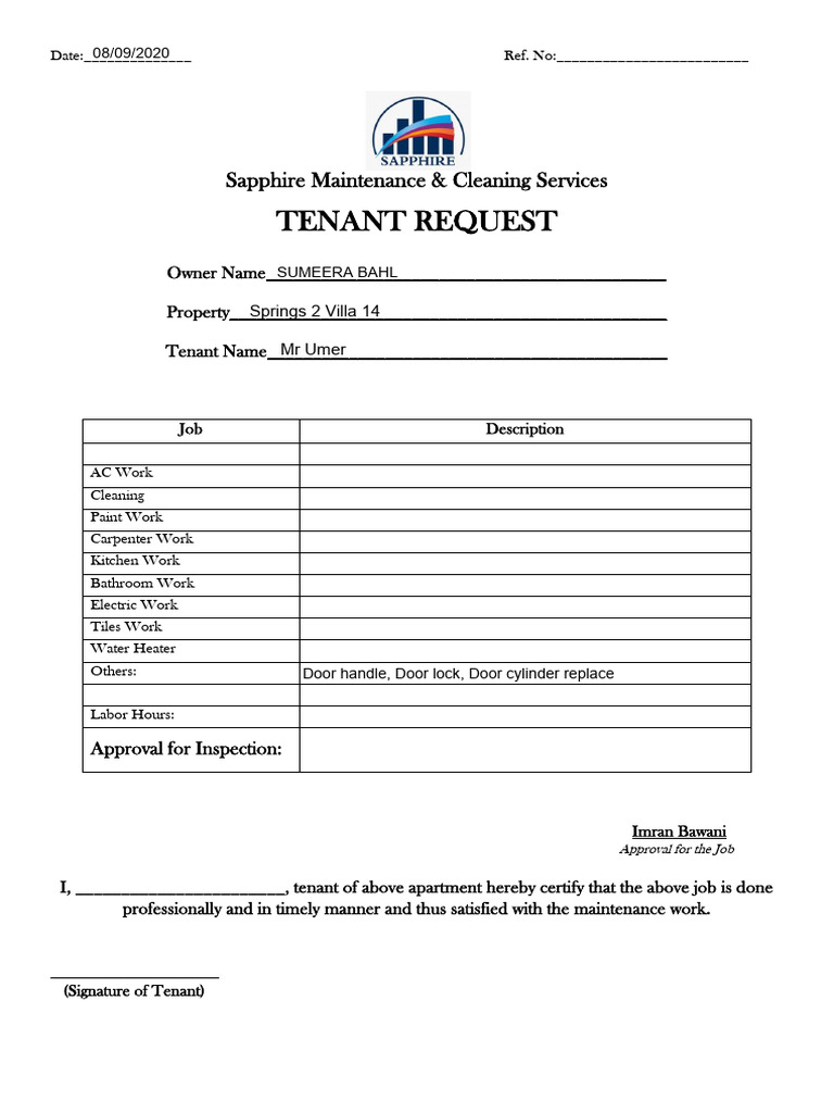 Maintenance Form (NEW) (1) - 1 | PDF