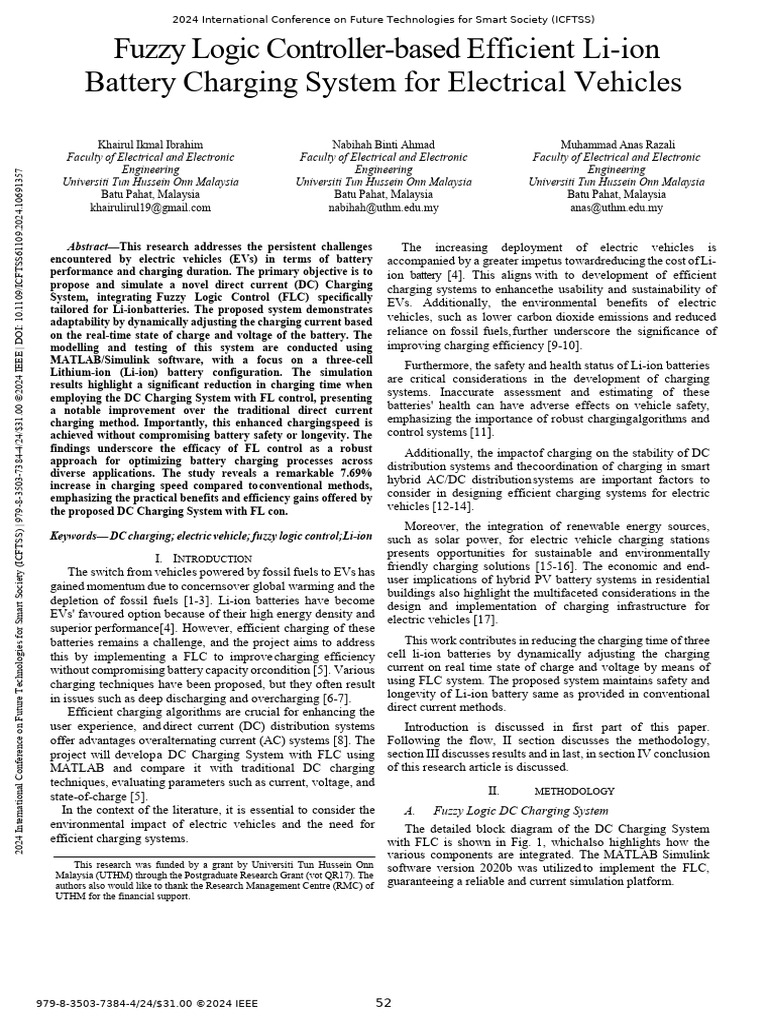 Fuzzy Logic Controller-Based Efficient Li-Ion Battery Charging System ...