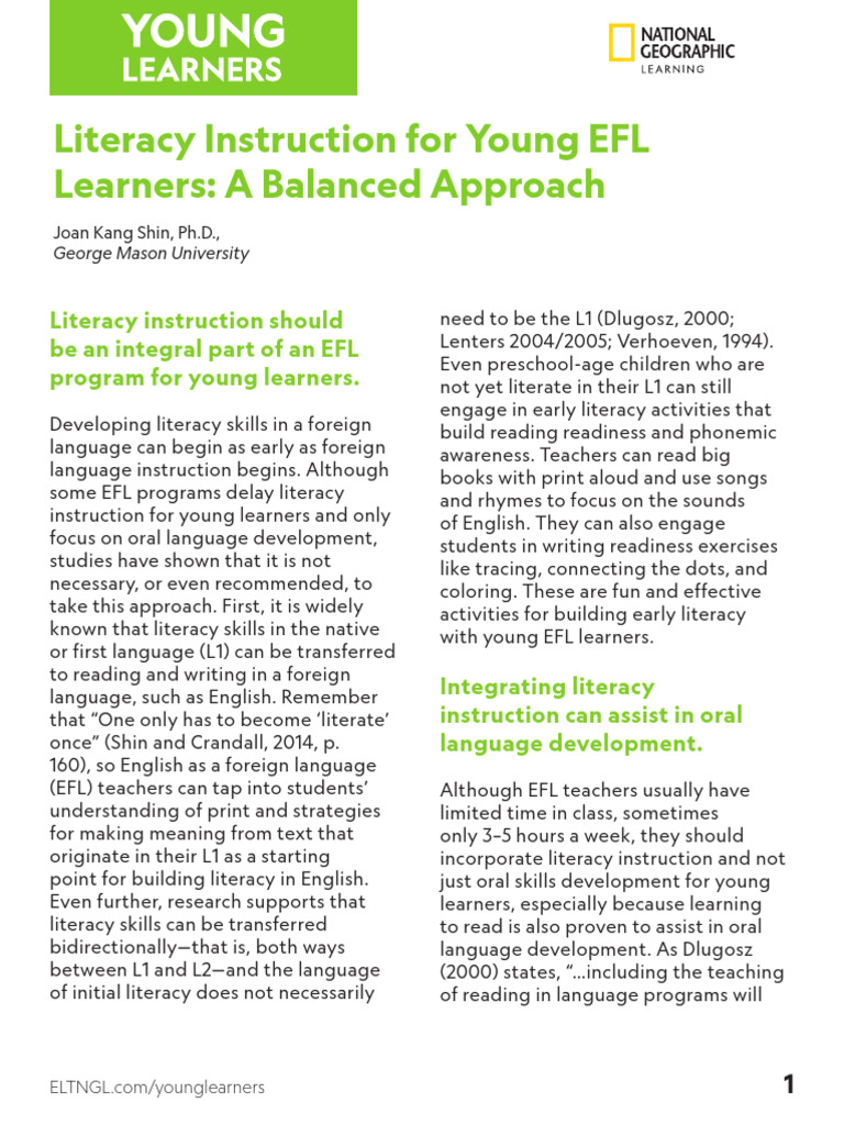Literacy Strategies for Young EFL Learners | PDF | English As A Second ...