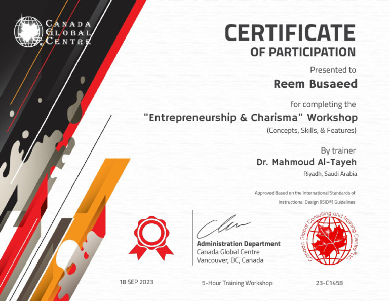 Canada Global Centre Certificate | PDF