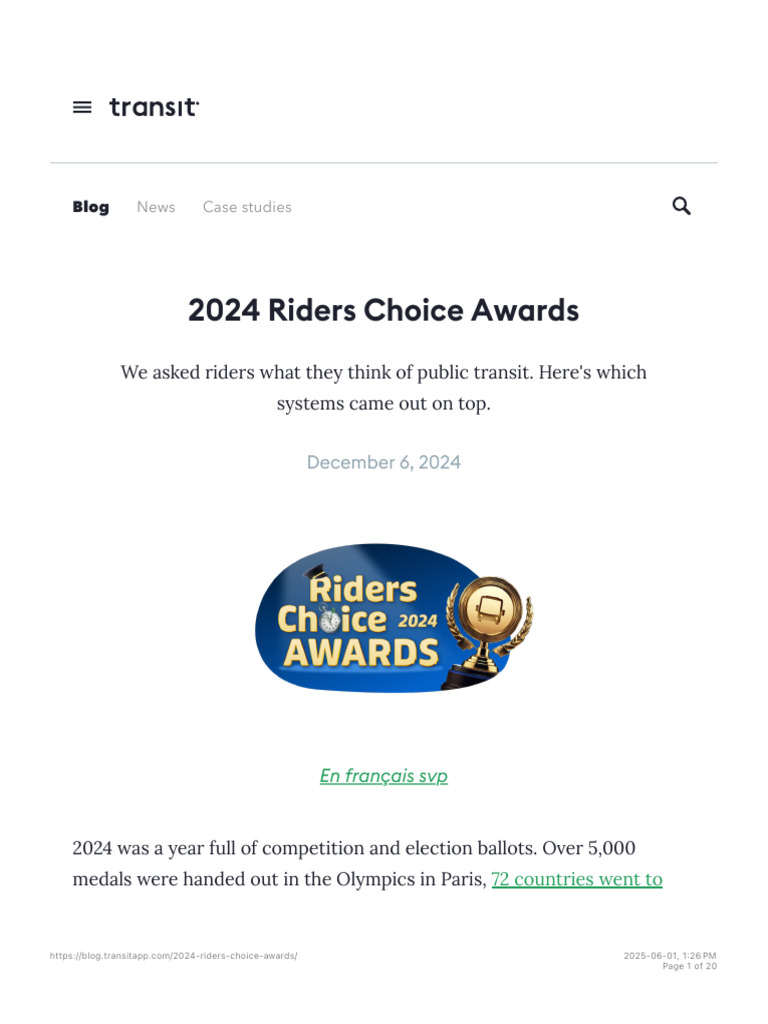 2024 Riders Choice Awards - Transit | PDF | Public Transport | Transport