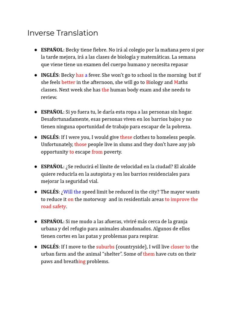 Inverse Translation | PDF