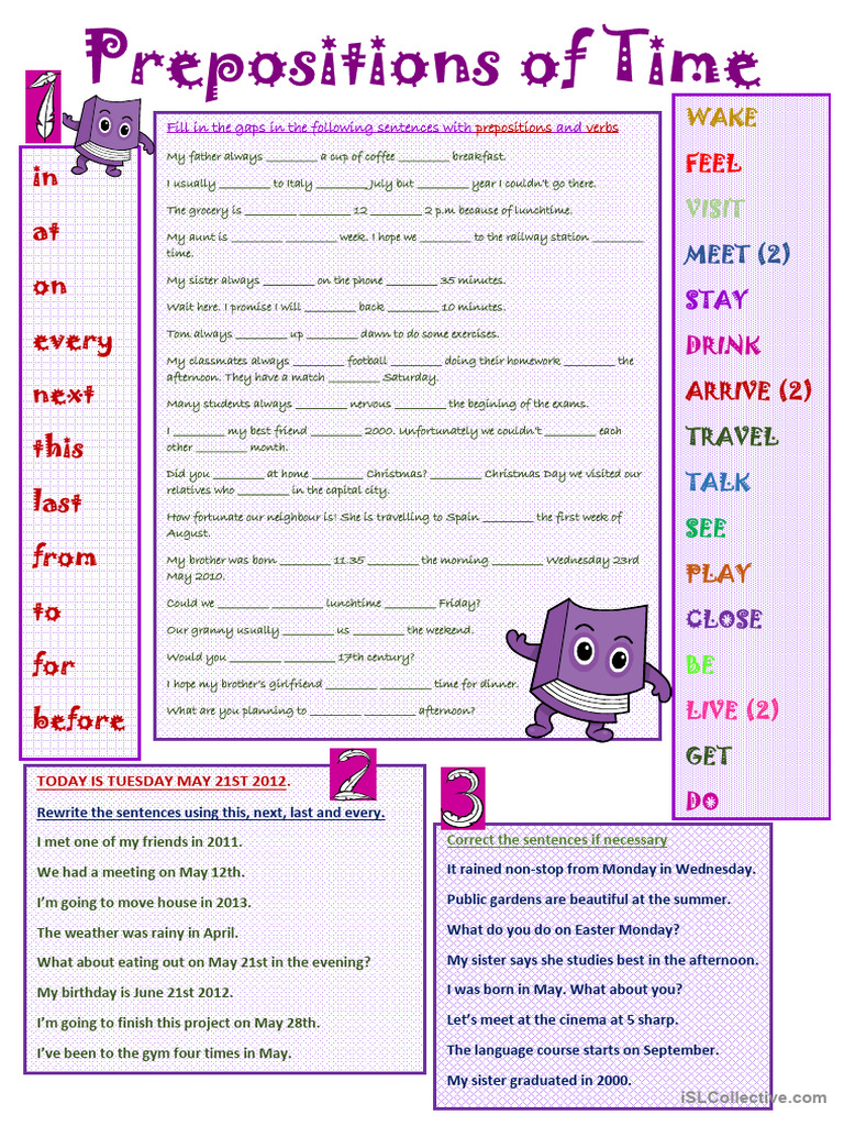 Prepositions of Time Practice Exercises | PDF | Lunch