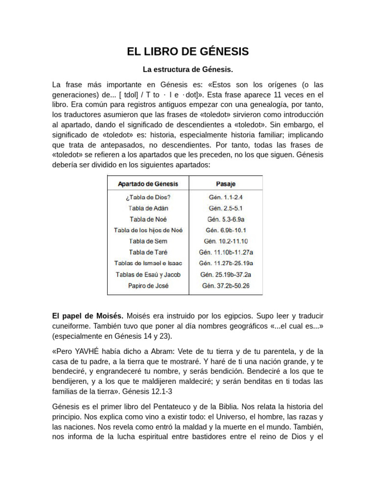 Estructura y Significado de Génesis | PDF | Libro del Génesis ...