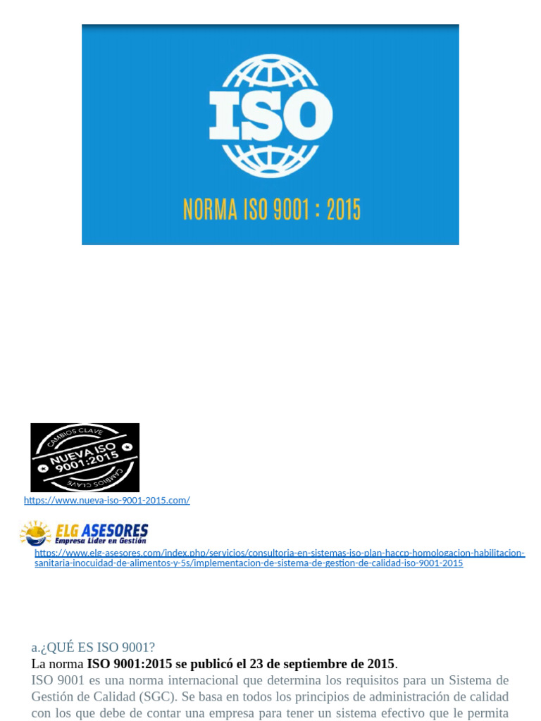 Guía sobre ISO 9001:2015 y Calidad | PDF | Gestión de la calidad ...