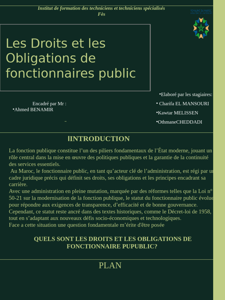 Droits et Obligations des Fonctionnaires | PDF | Retraite | Salaires