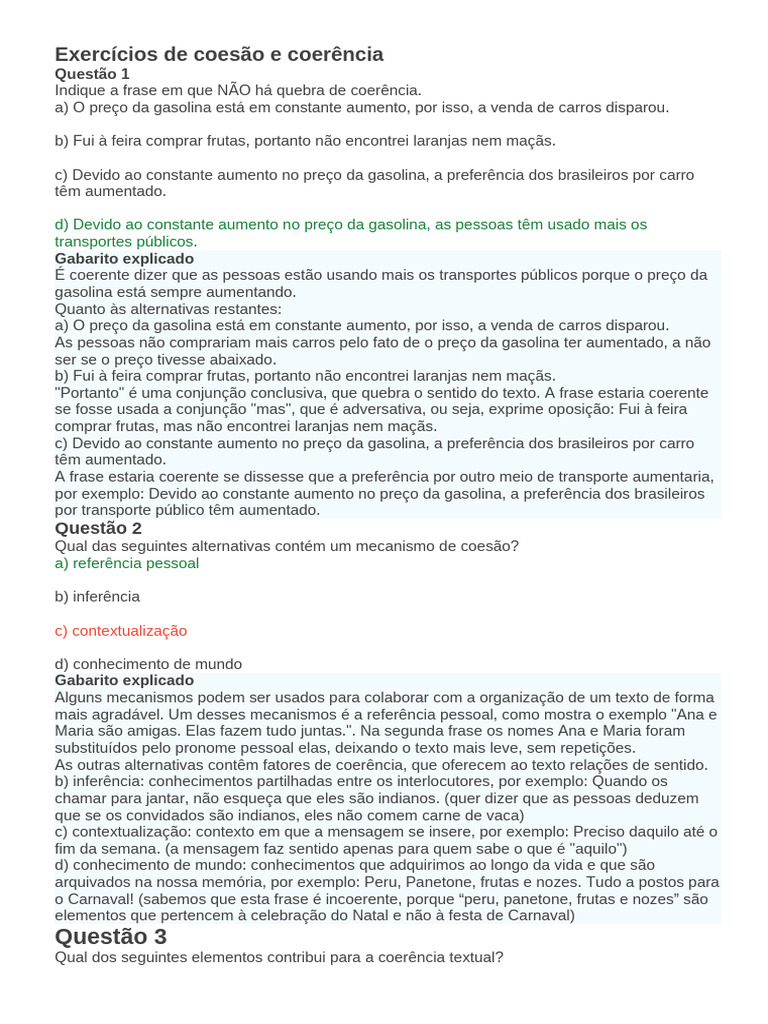 Exercícios de Coesão e Coerência Textual | PDF