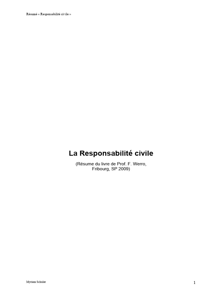 Notions clés de la responsabilité civile | PDF | Assurance