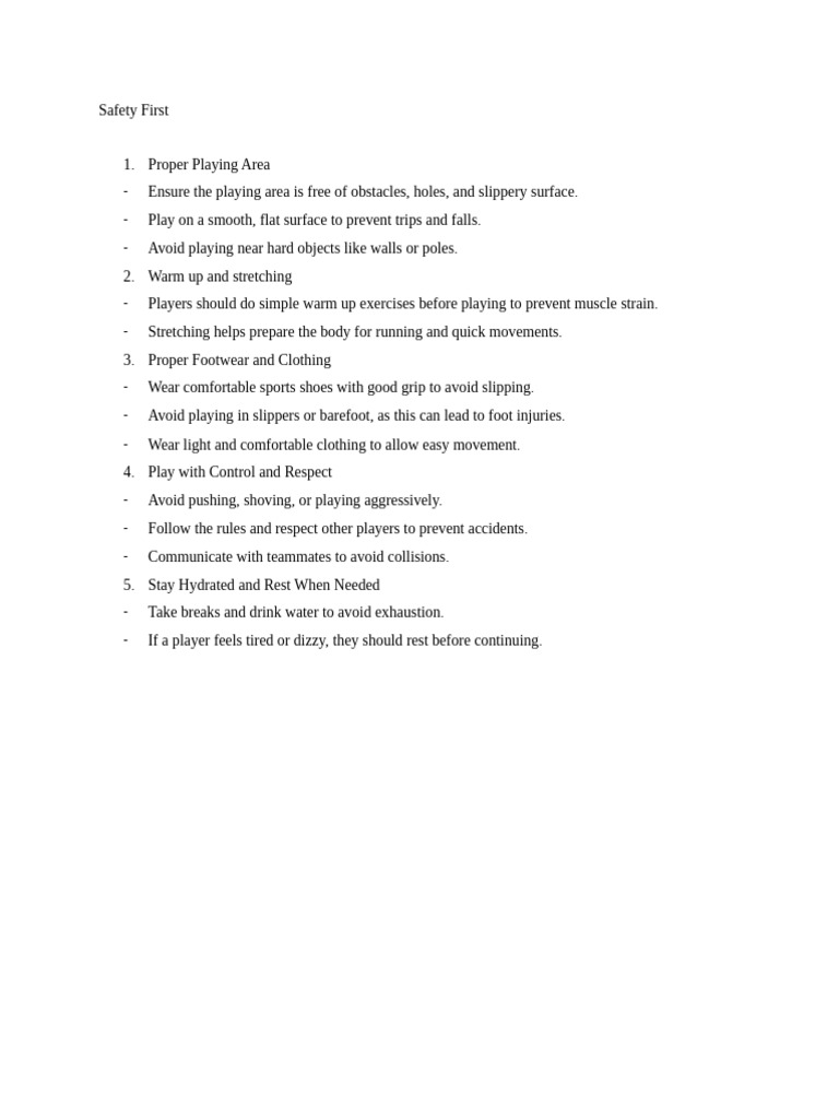Essential Safety Tips for Sports | PDF