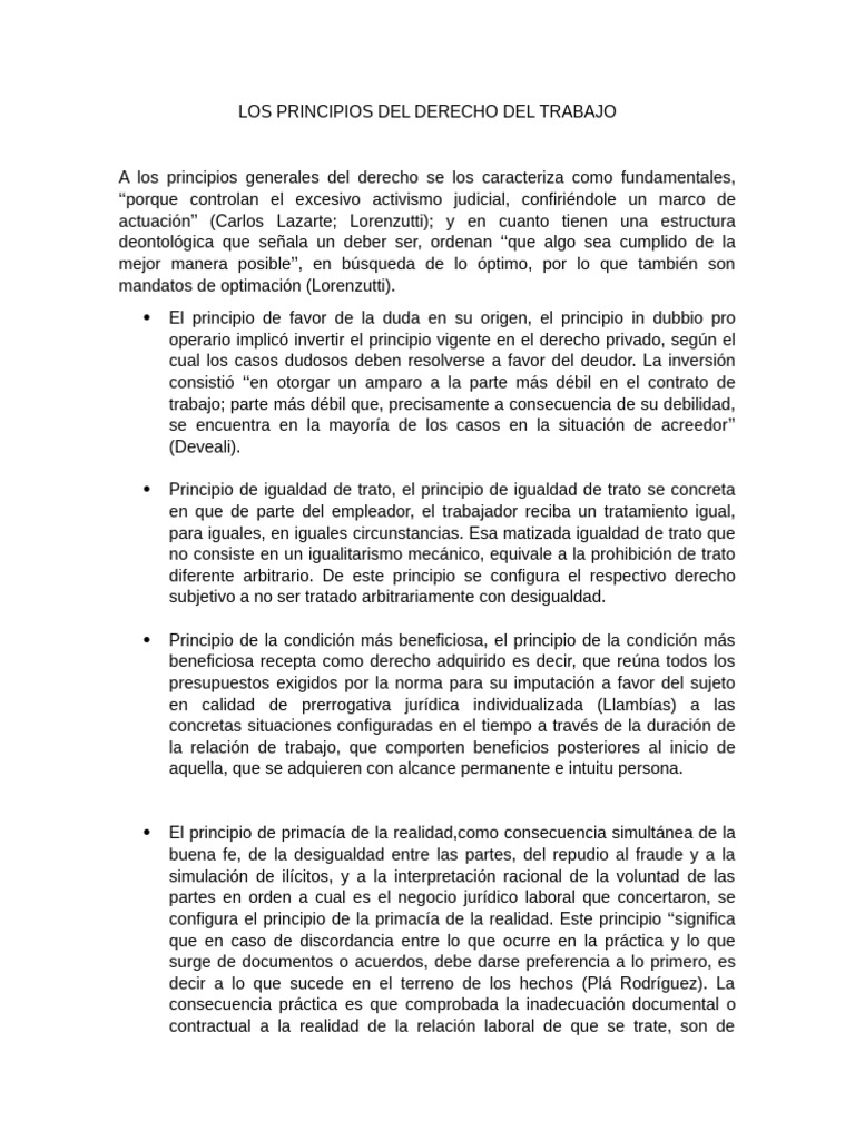 Principios del Derecho Laboral Explicados | PDF | Derecho laboral ...