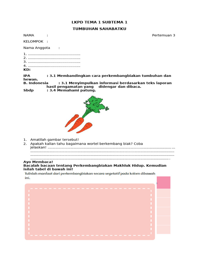 LKPD Tema 1.3 Kls 6 | PDF