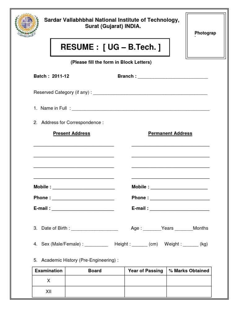 Format of UG Resume | PDF | Career & Growth | Computers