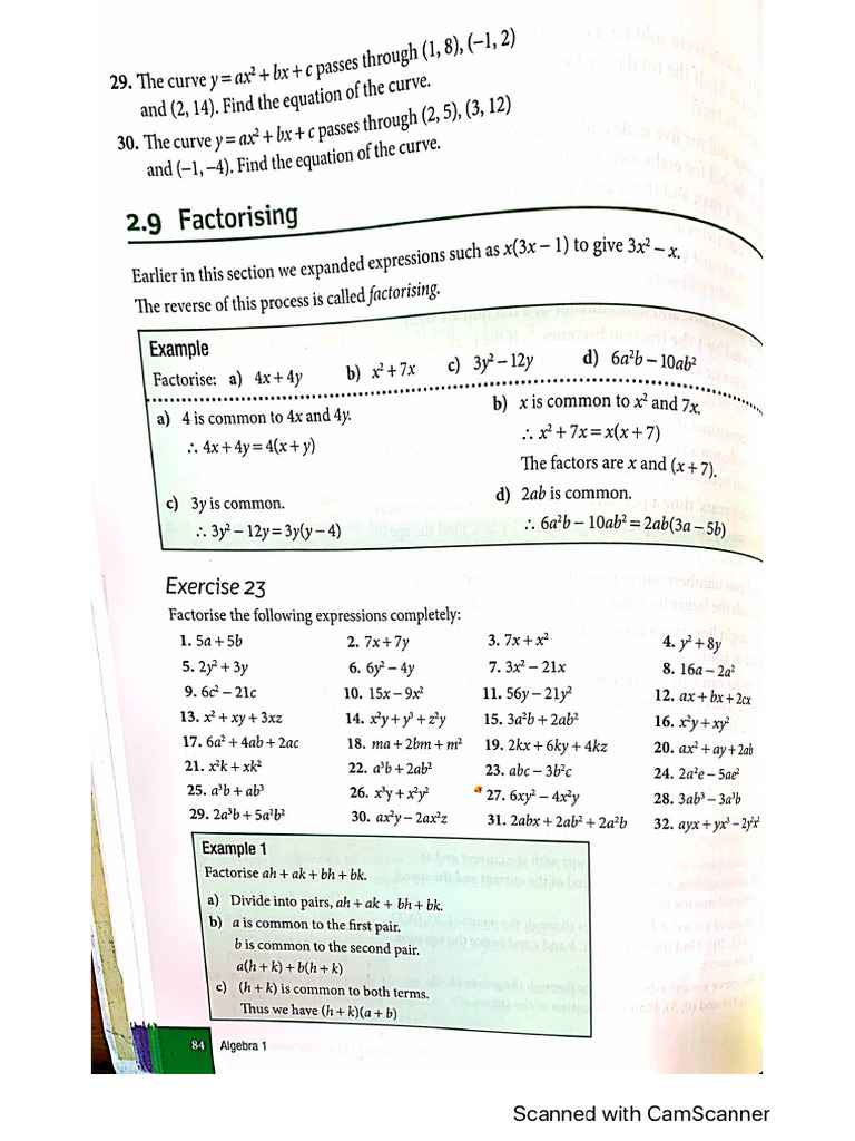 Handout Algebra Factorisation 8 Clsp Pdf
