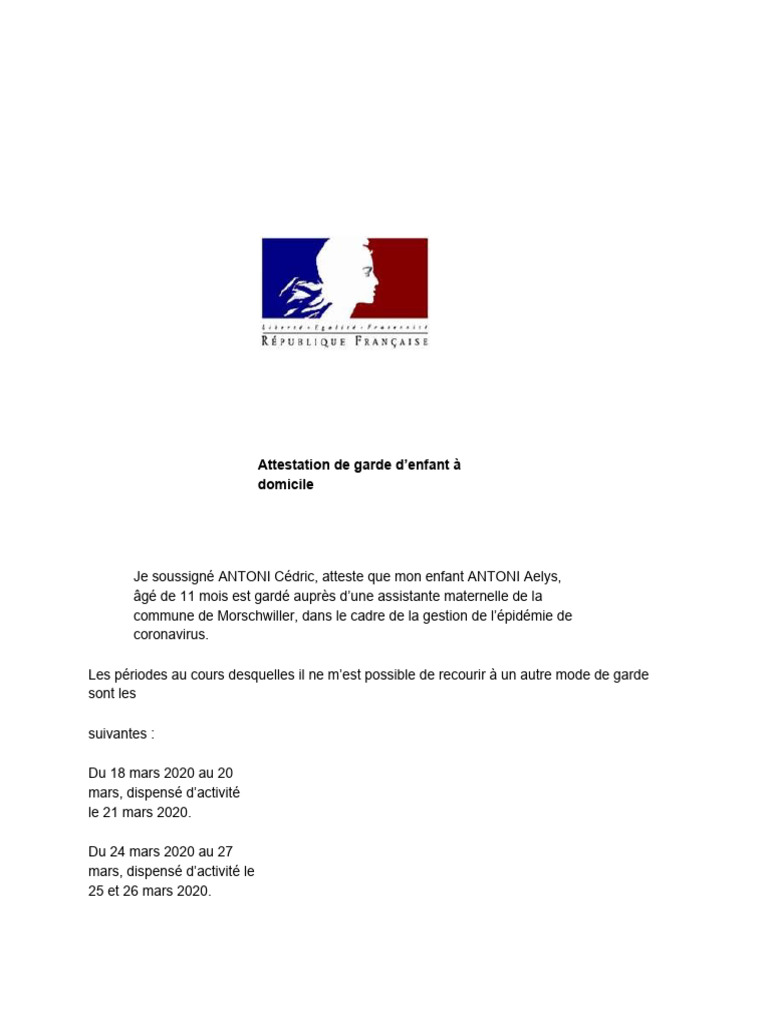 attestation-de-garde-d-enfant-domicile-pdf