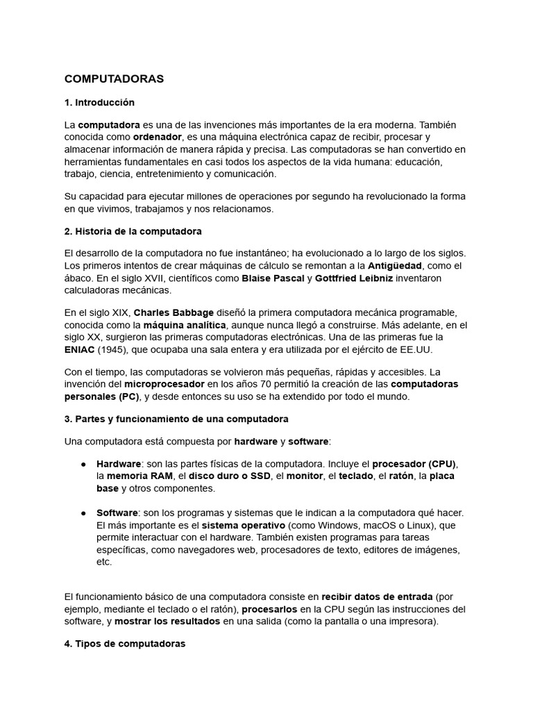Evolución y Usos de las Computadoras | PDF | Hardware de la computadora ...