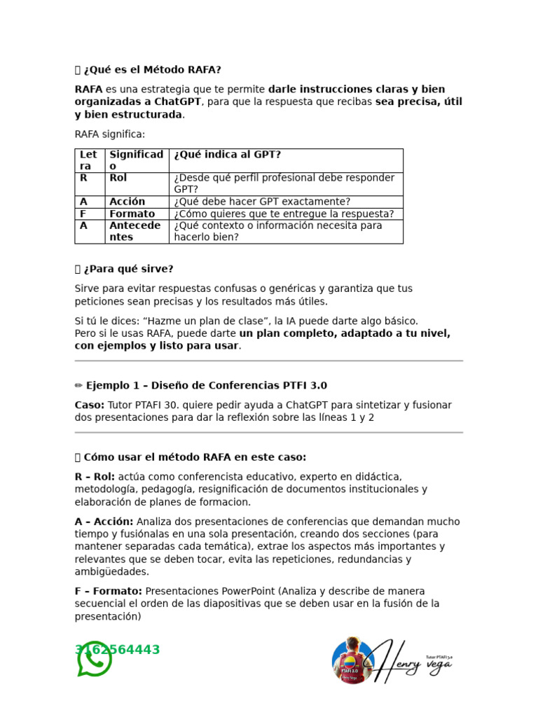 Método RAFA para ChatGPT | PDF | Maestros | Aprendizaje