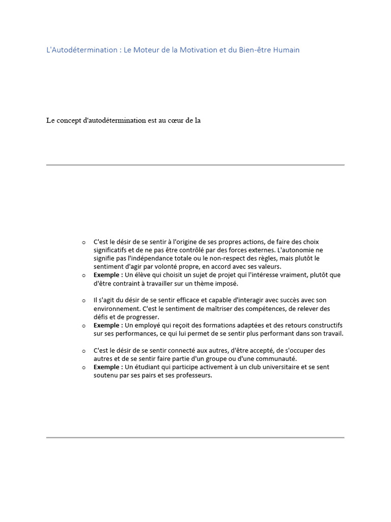 Autodétermination : Clé de la Motivation | PDF | Motivation | Motivant
