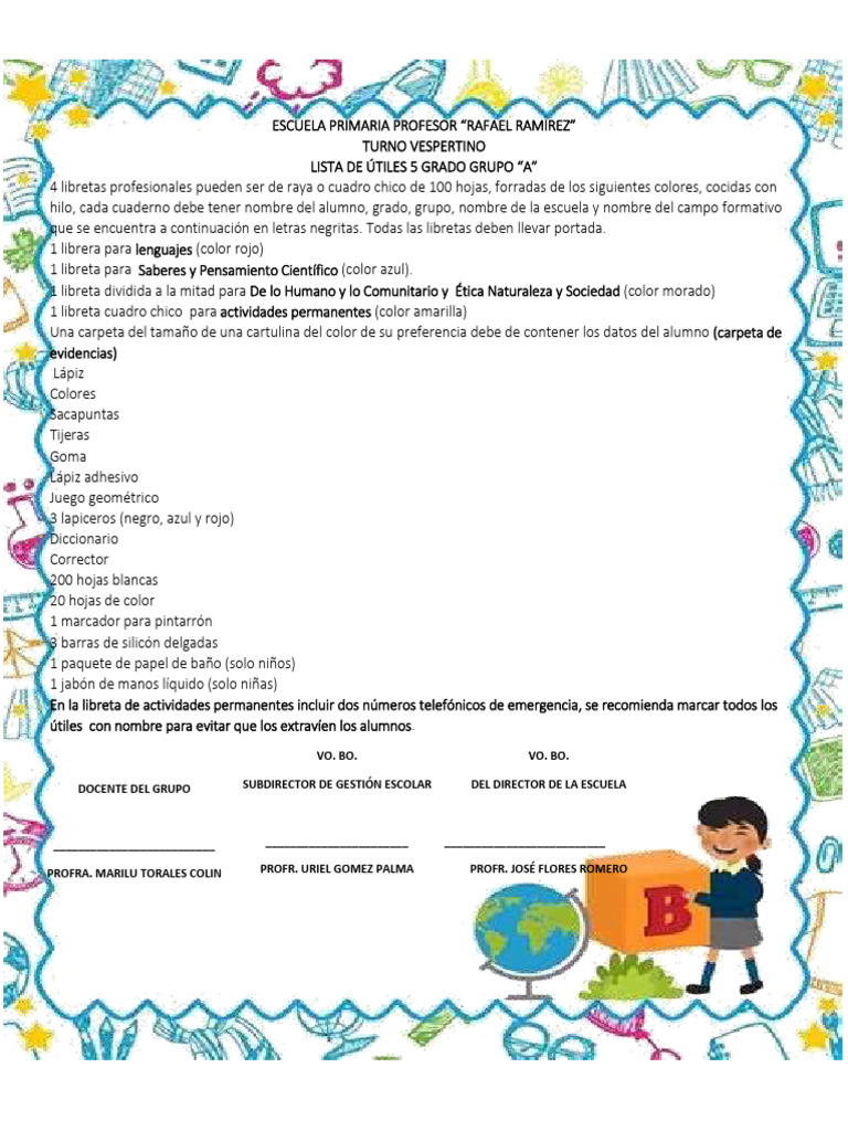 Lista de Útiles 5 A | PDF