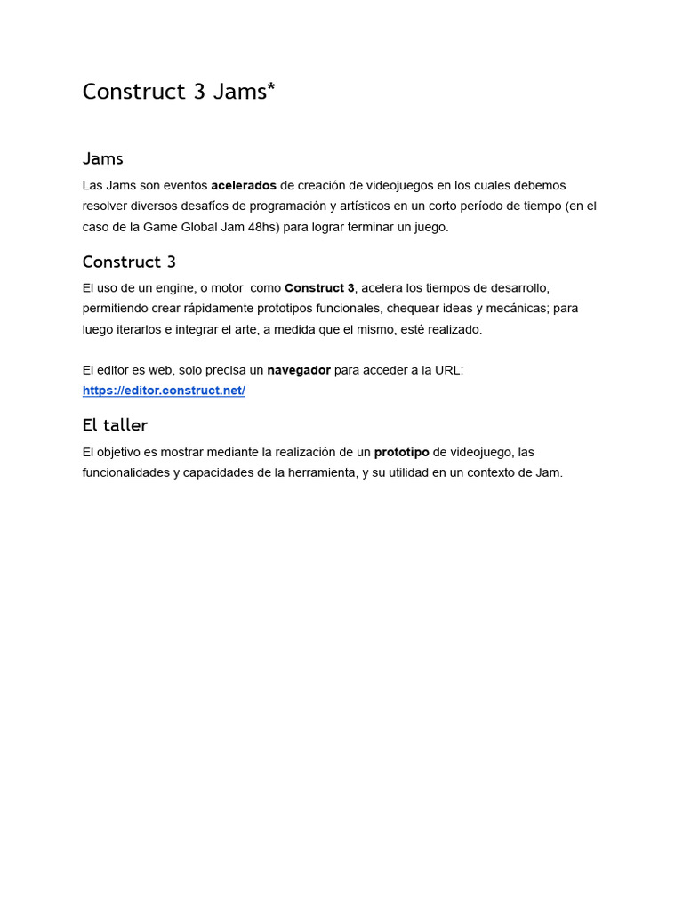 Taller de Creación de Videojuegos en Construct 3 | PDF