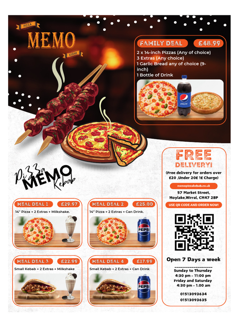 Memo Pizza and Kebab Menu Wirral | PDF | Hamburgers | Kebab