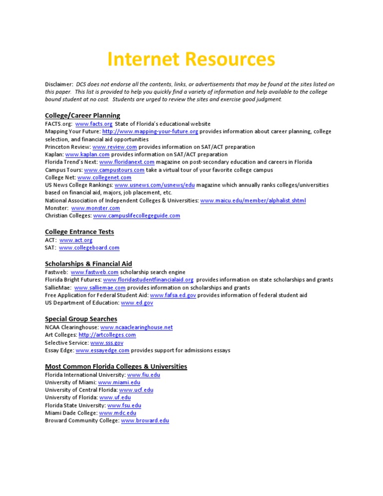 Essential Resources for College-Bound Students | PDF