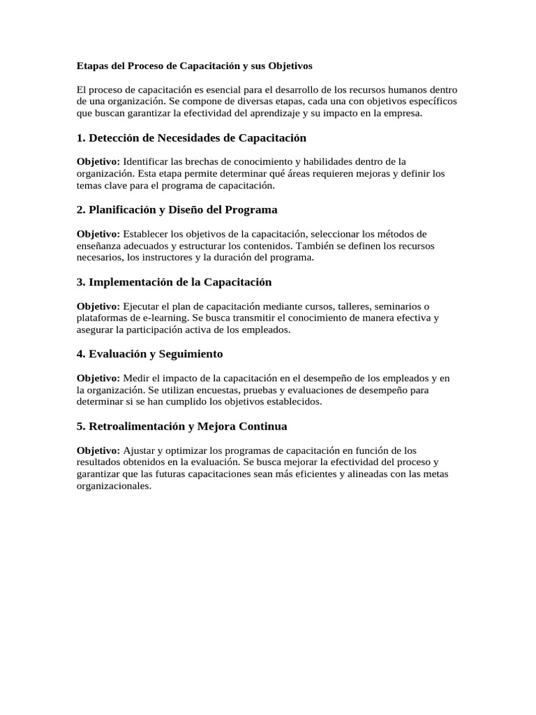 Etapas del Proceso de Capacitación | PDF