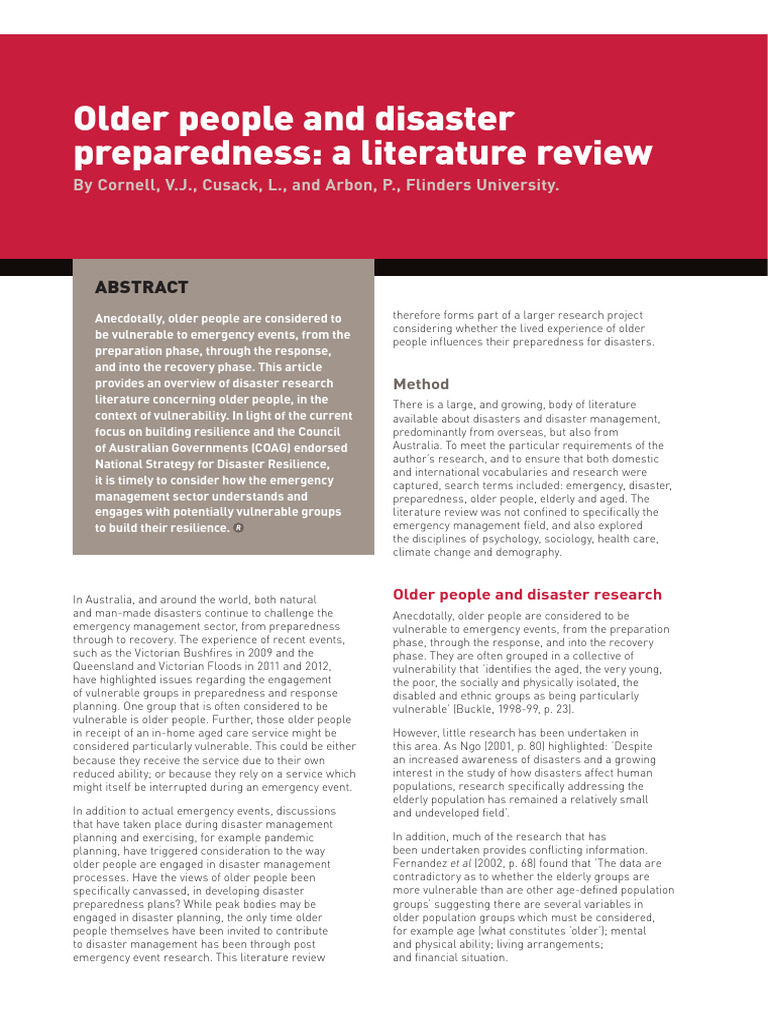 Disaster Preparedness for Older Adults | PDF | Emergency Management ...