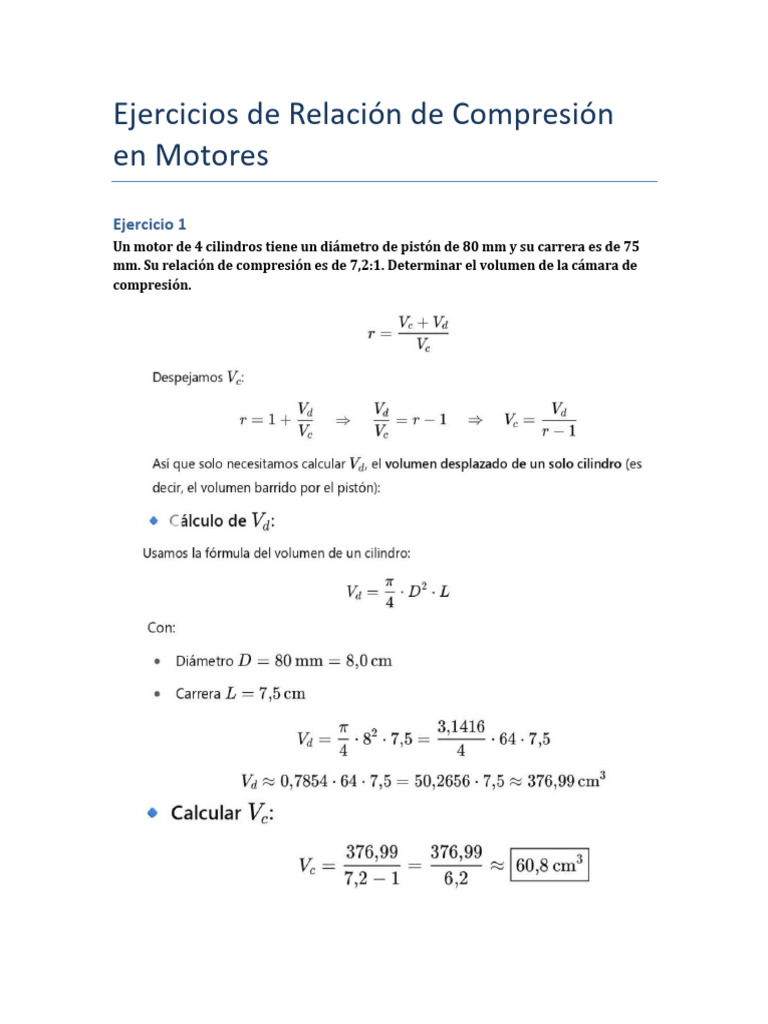 Ejercicios de Compresión en Motores | PDF