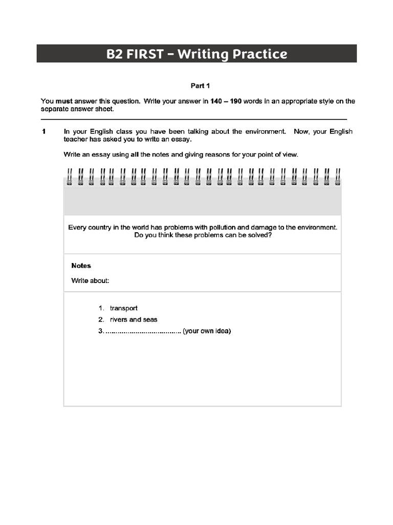 B2 FIRST Writing Practice | PDF