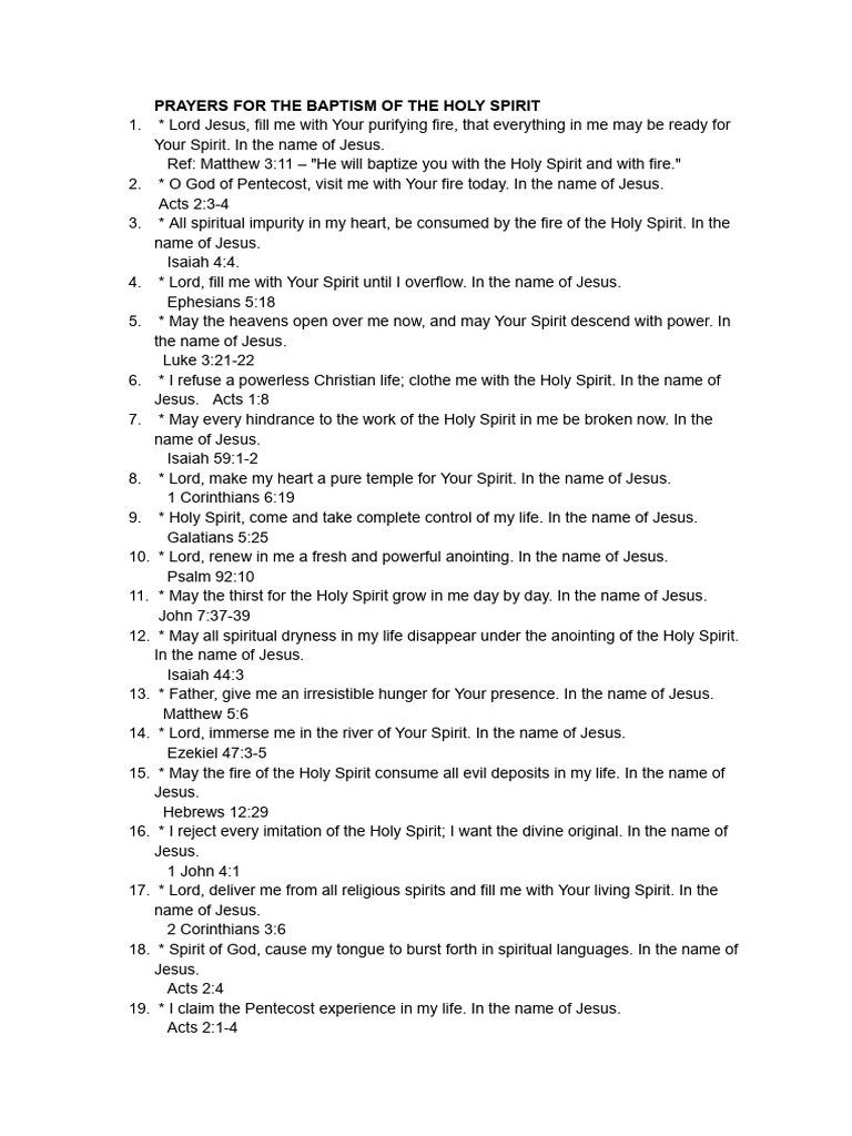 Prayers for Holy Spirit Baptism | PDF | Spiritual Gift | God In ...