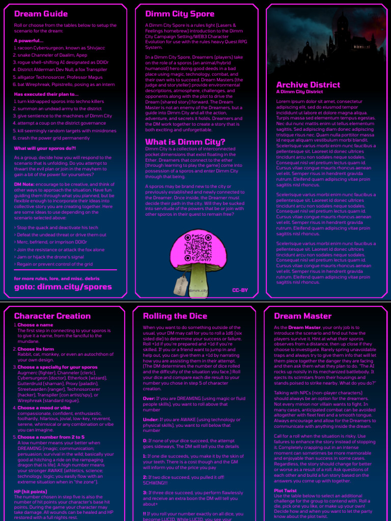 Dimm City Spore Adventure Guide | PDF | Tabletop Games | Role Playing Games