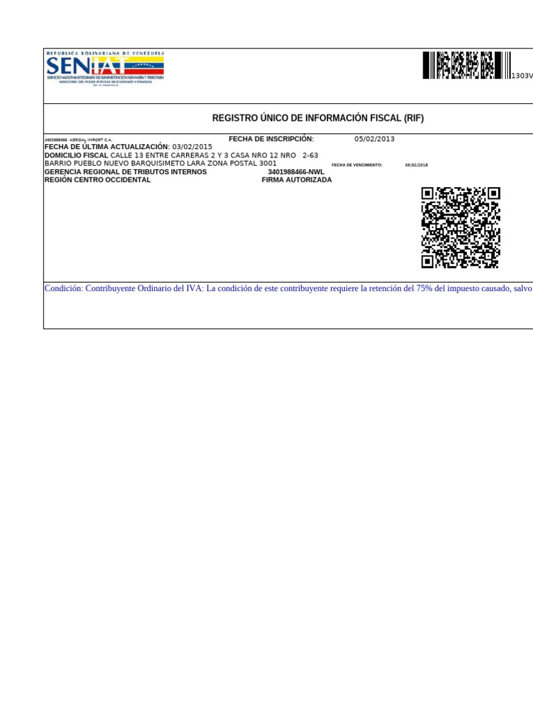 Registro Único de Información Fiscal (RIF) | PDF