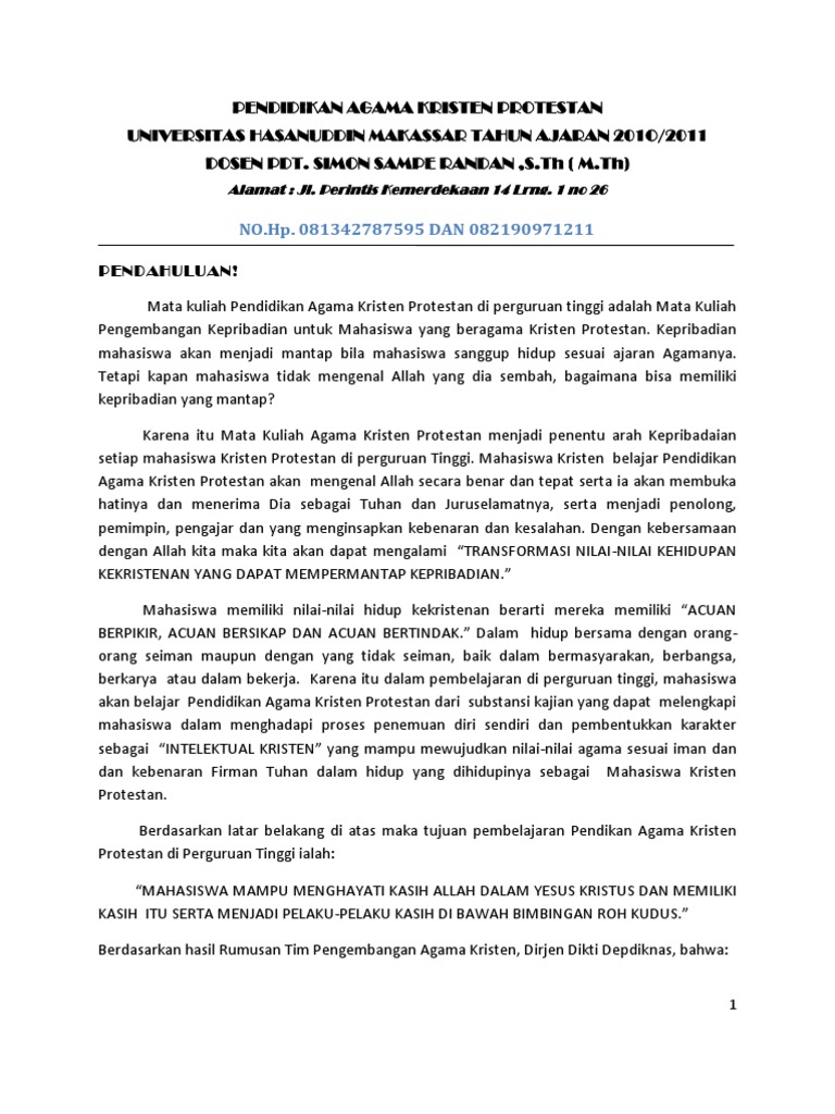 Pendidikan Agama Kristen Protestan