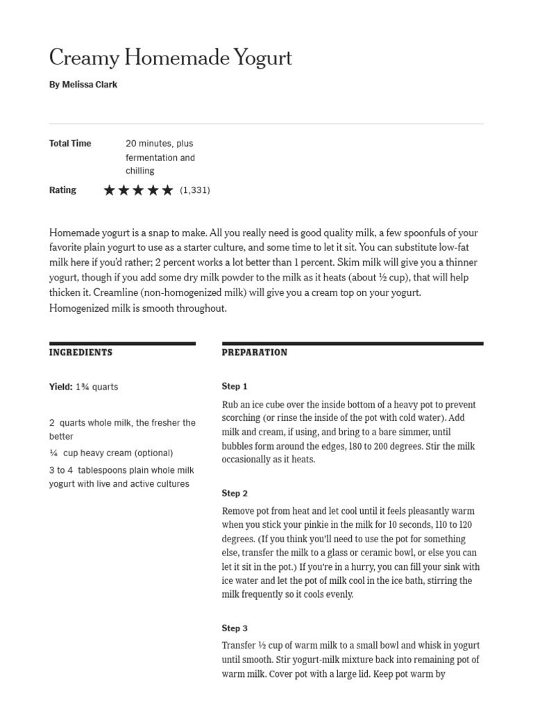 Creamy Homemade Yogurt Recipe | PDF | Yogurt | Milk