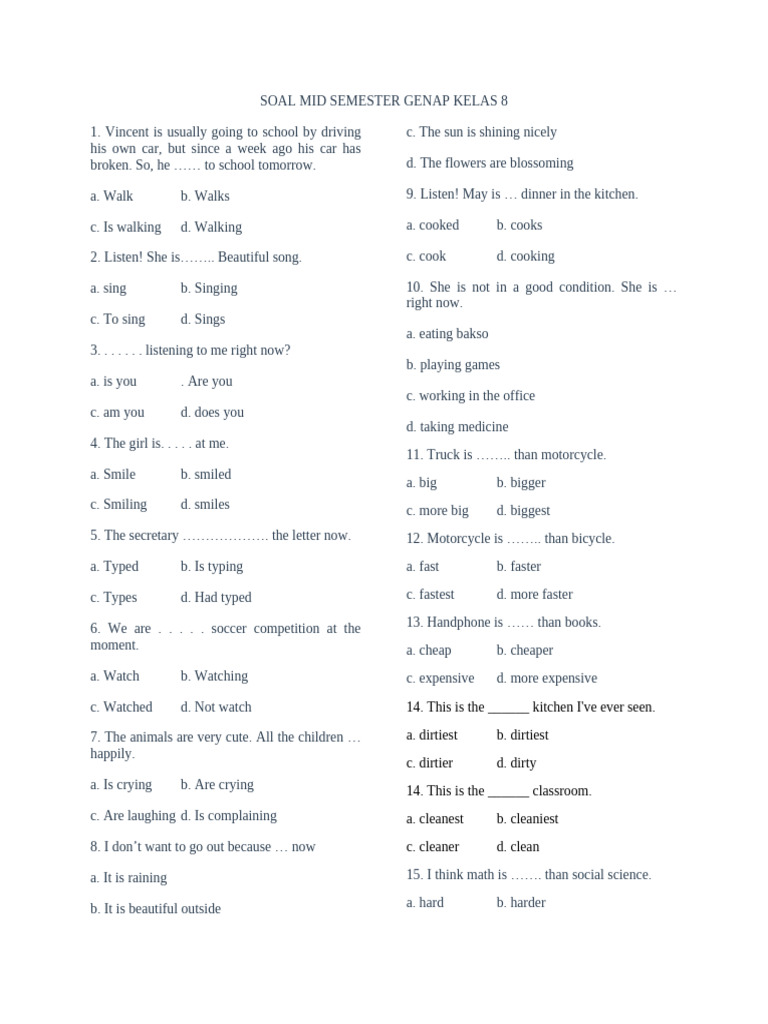 Kelas 8: Soal Mid Semester Genap | PDF