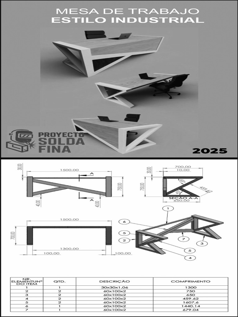 Mesa+de+trabajo+estilo+industrial+2+ Paso A Paso | PDF