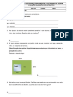 Prova Diagnostica de Matematica 6º