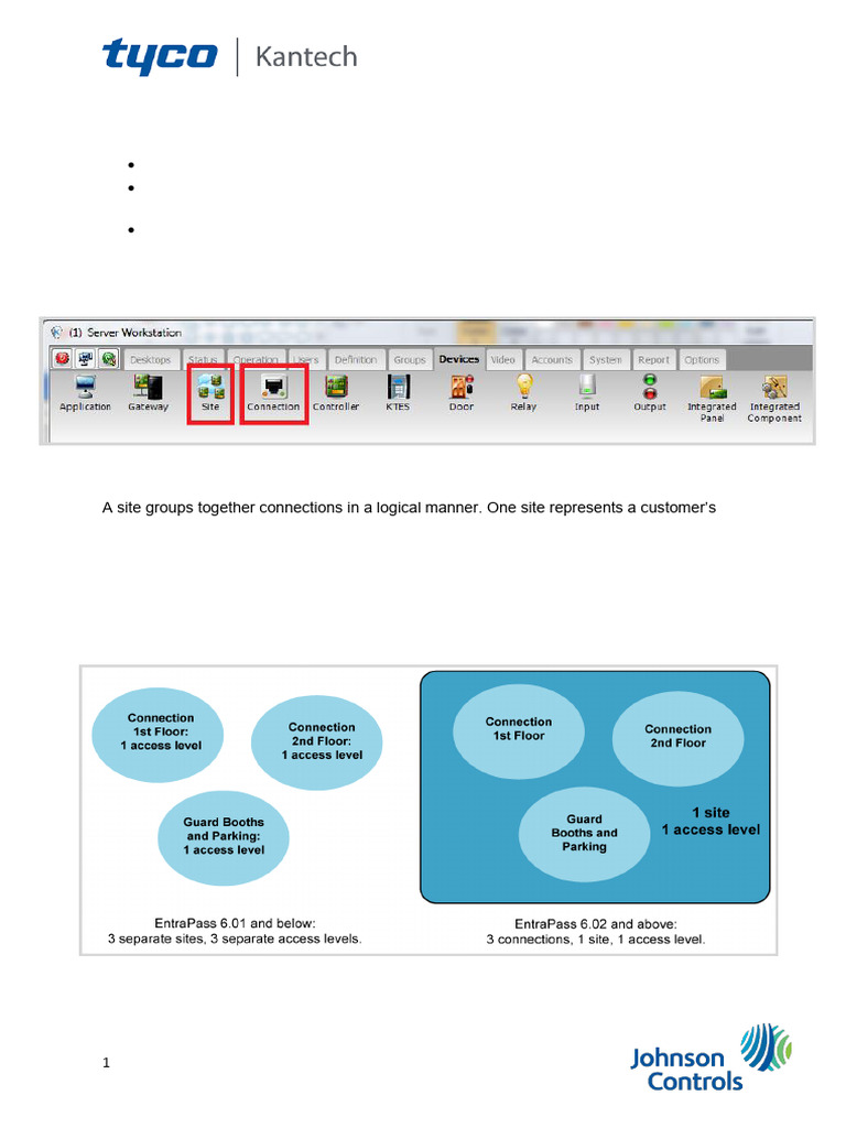 Configuring Sites Connections EntraPass 6.04 and Above An LT en | PDF ...