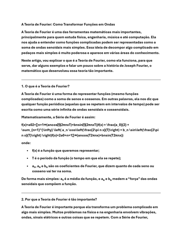 Como Transformar Funções Em Ondas | PDF | Transformada de Fourier ...