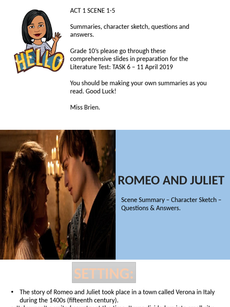 Romeo and Juliet Act 1 Summary | PDF | Characters In Romeo And Juliet