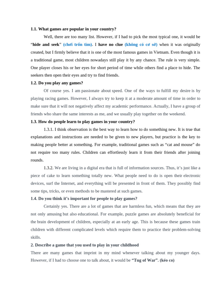 Popular Games and Their Benefits | PDF | Psychological Resilience ...
