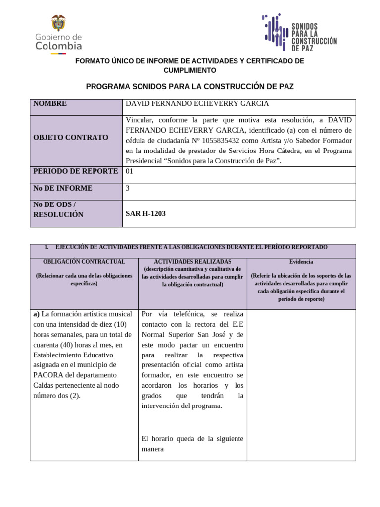 Informe de Actividades: Sonidos para la Paz | PDF | Pedagogía | Enseñando