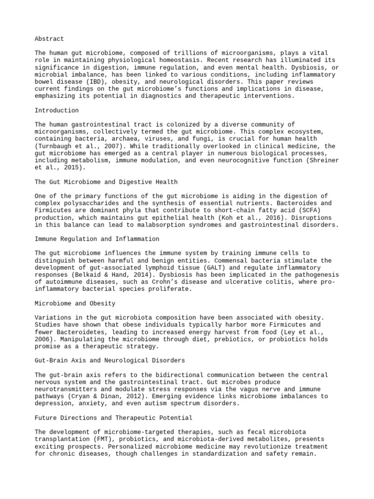 The Role of The Human Gut Microbiome in Health and Disease | PDF ...
