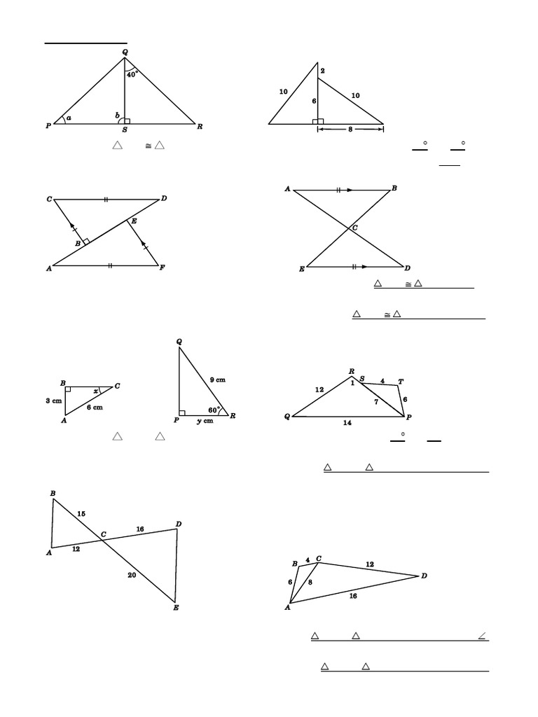 Triangle Congruence and Similarity Exercises | PDF | Euclidean Plane ...