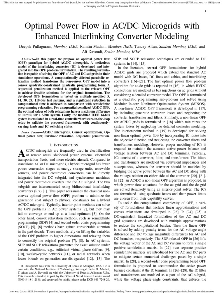 Optimal Power Flow in Hybrid Microgrids | PDF | Power Electronics ...