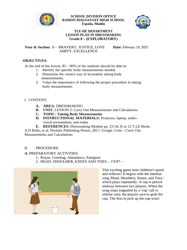 Grade 8 Dressmaking Lesson Plan | PDF | Cognitive Science | Human ...