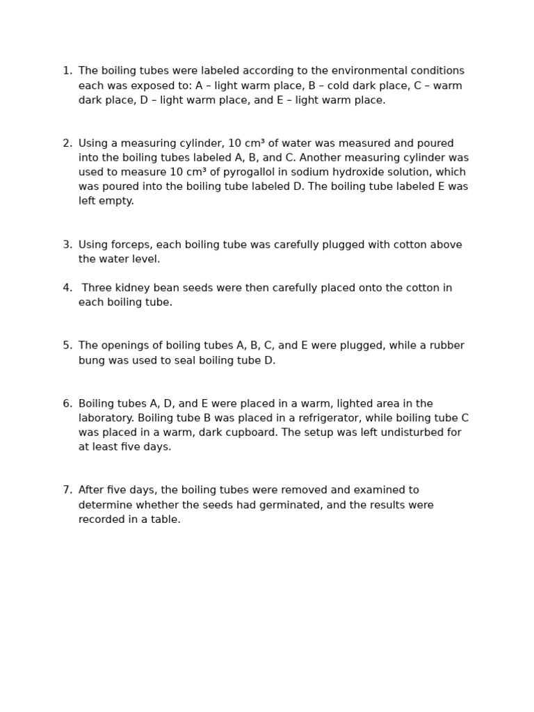 Seed Germination Experiment Setup | PDF